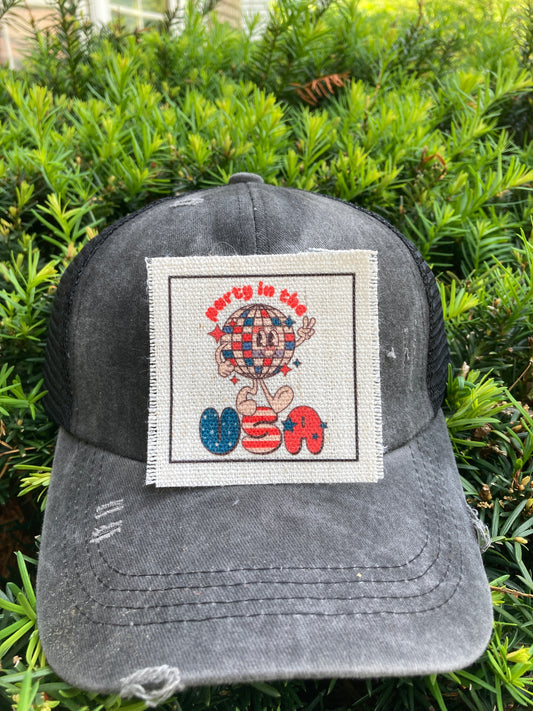 Party In The USA Disco Ball Hat Patch