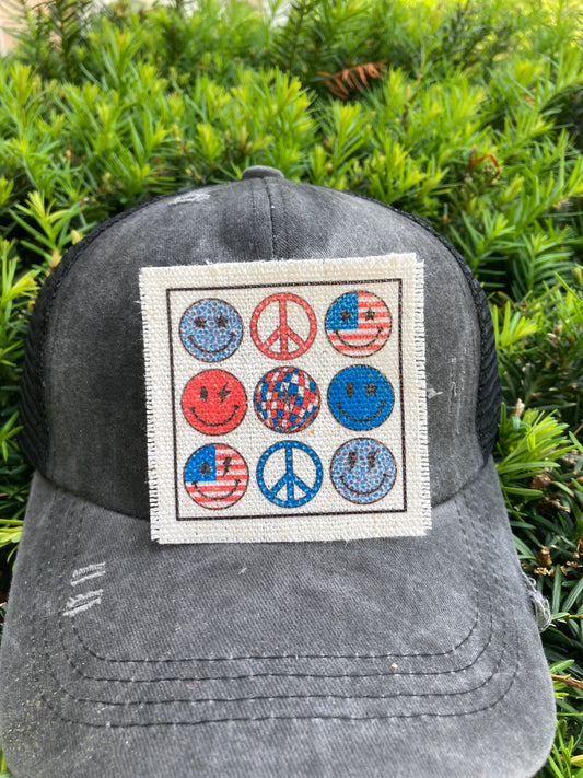Disco Ball Happy Face Hat Patch
