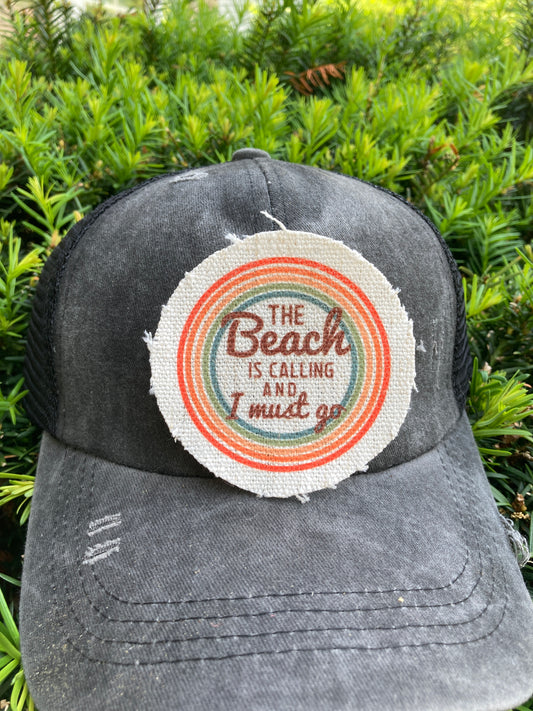 The Beach Is Calling and I Must Go Circle Hat Patch