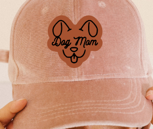 Dog Mom Outline Leatherette Hat Patch
