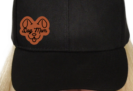 Dog Mom Outline Small Leatherette Hat Patch