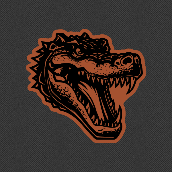 Gator Mascot Leatherette Hat Patch