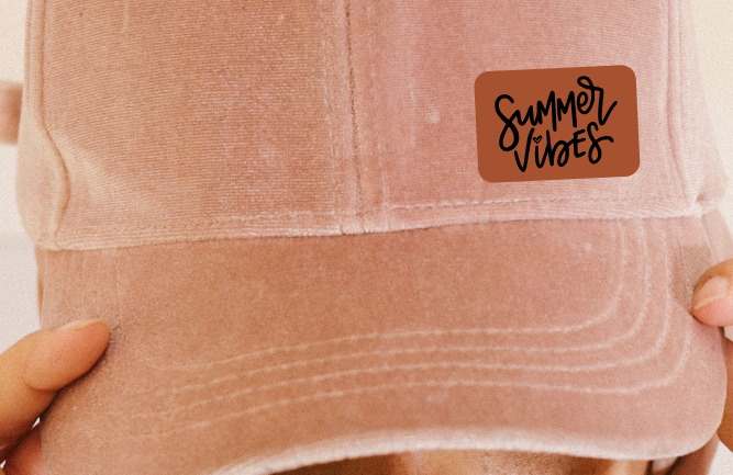 Summer Vibes Script Small Leatherette Hat Patch