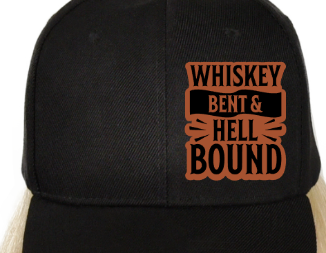 Whiskey Bound and Hell Bent Leatherette Hat Patch