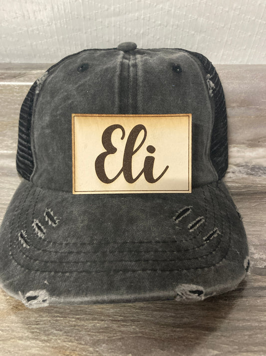 Custom Name Leatherette Hat Patch