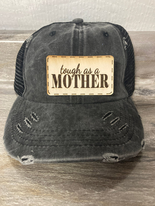 Tough As a Mother Leatherette Hat Patch