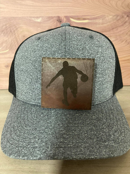 Basketball Leatherette Hat Patch