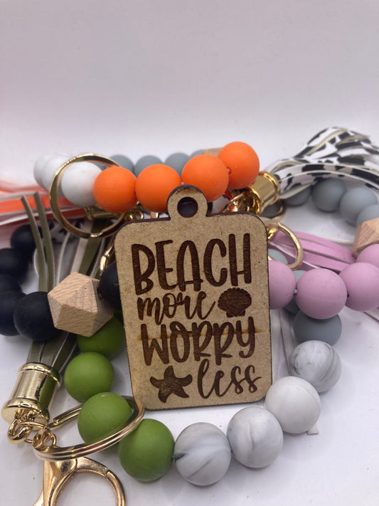 Beach More Worry Less Wooden Accessory Token