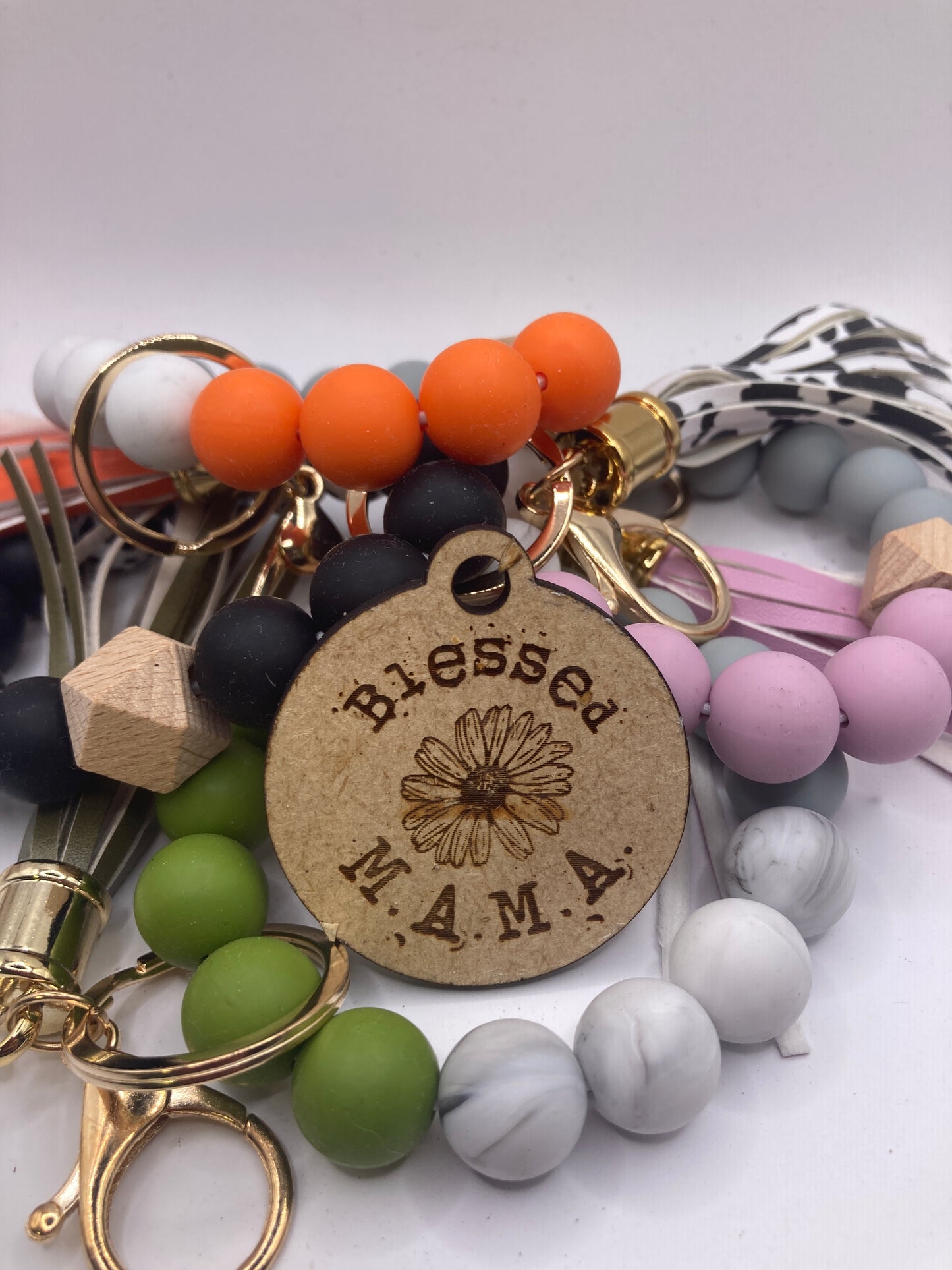 Blessed Mama with flower Wooden Accessory Token