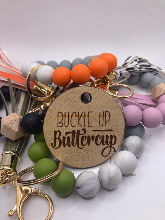 Buckle Up Buttercup Wooden Accessory Token