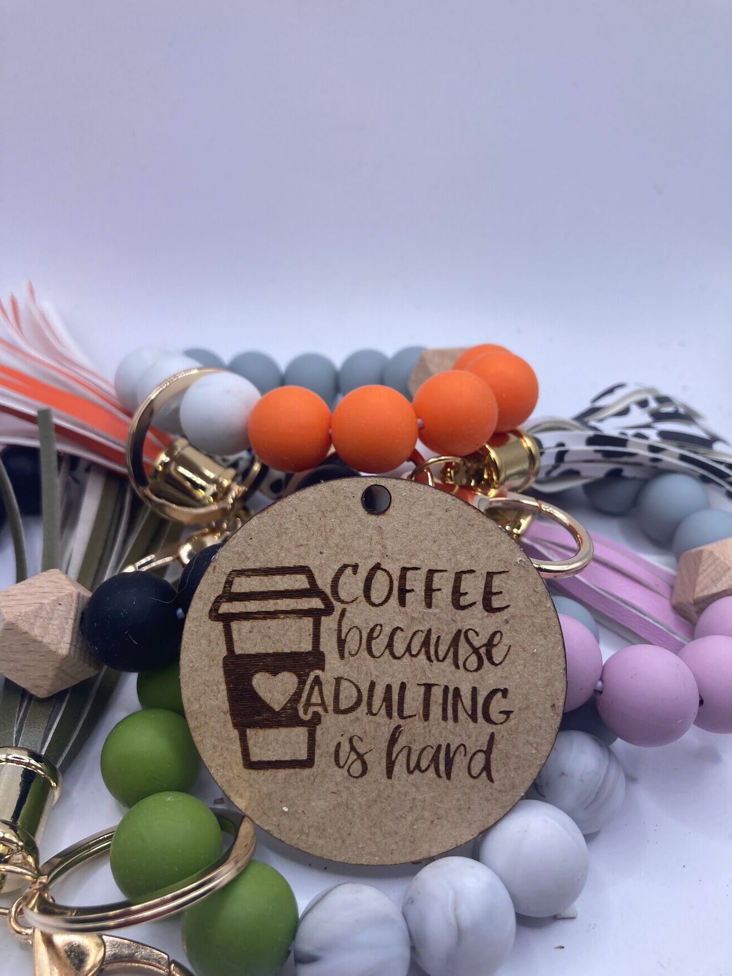 Coffee Because Adulting Is Hard Wooden Accessory Token