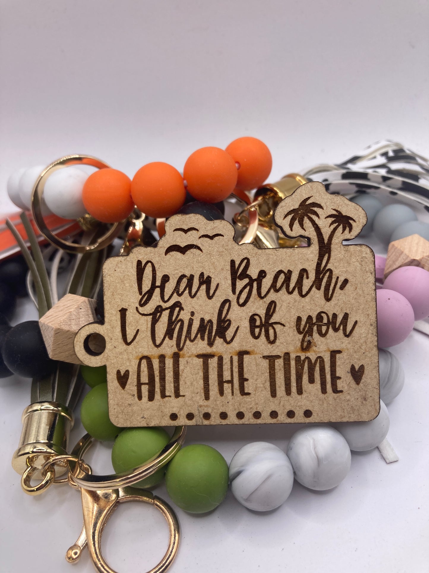 Dear Beach I think of you all the time Wooden Accessory Token