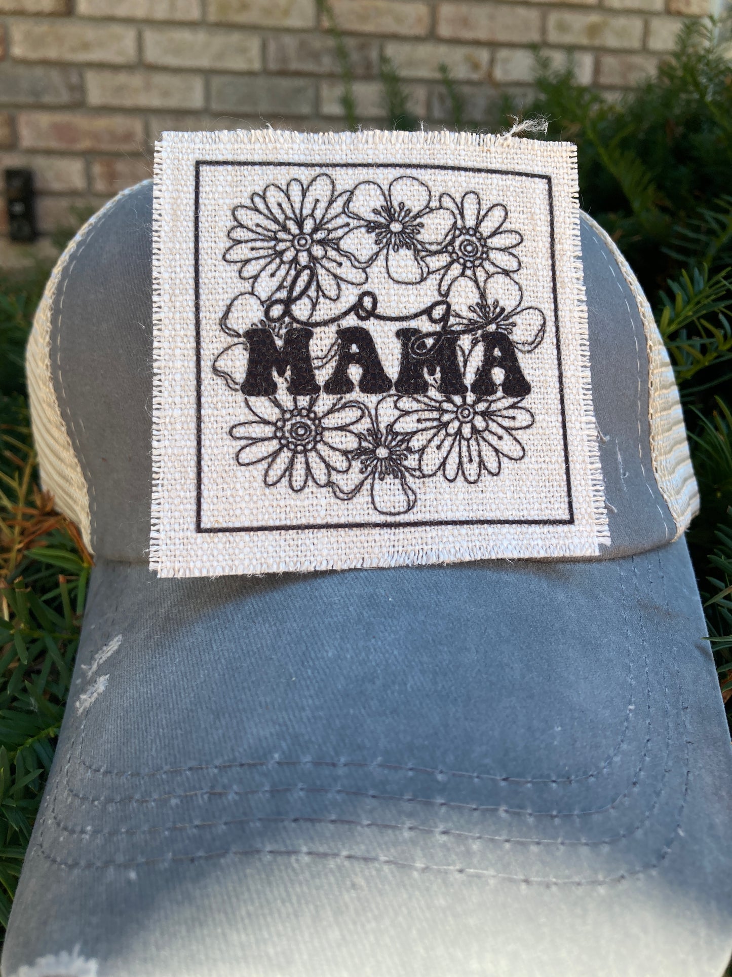 Dog Mama Floral Hat Patch