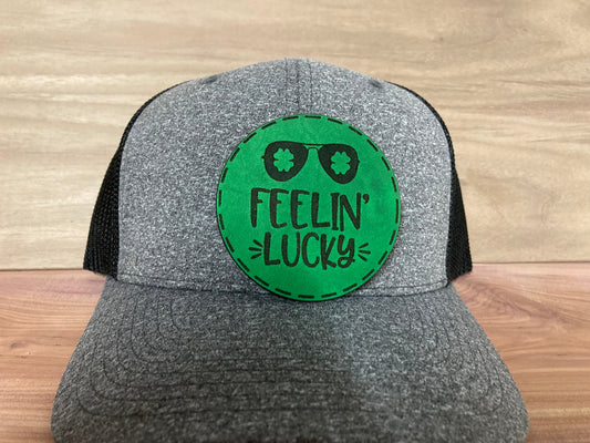 Feeling Lucky Leatherette Hat Patch