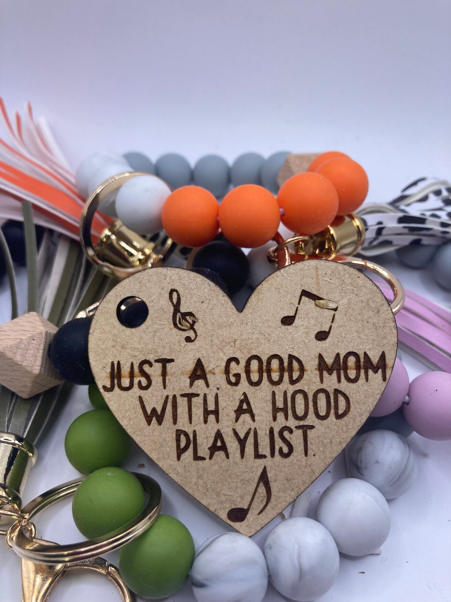 Just a good mom with a hood playlist Wooden Accessory Token