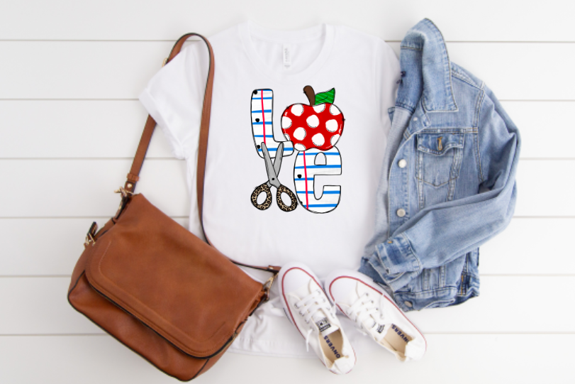 Love with Scissors and Apple Sublimation Transfer