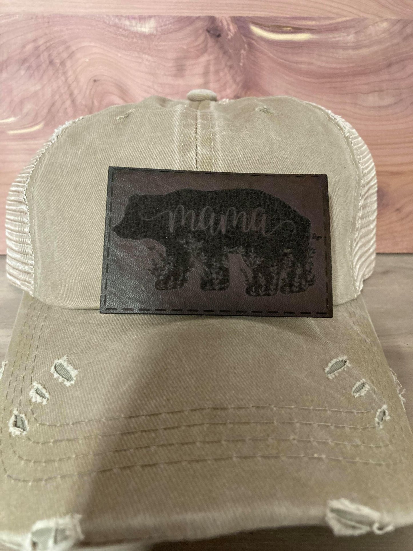 Mama Bear Leatherette Hat Patch