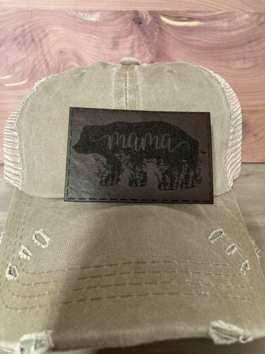 Mama Bear Leatherette Hat Patch