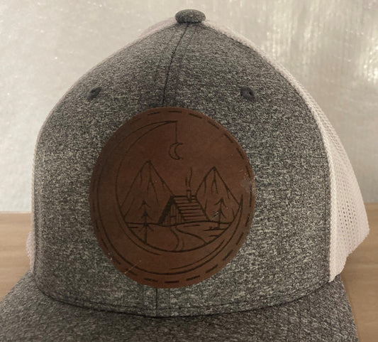 Camping Outdoors Leatherette Hat Patch