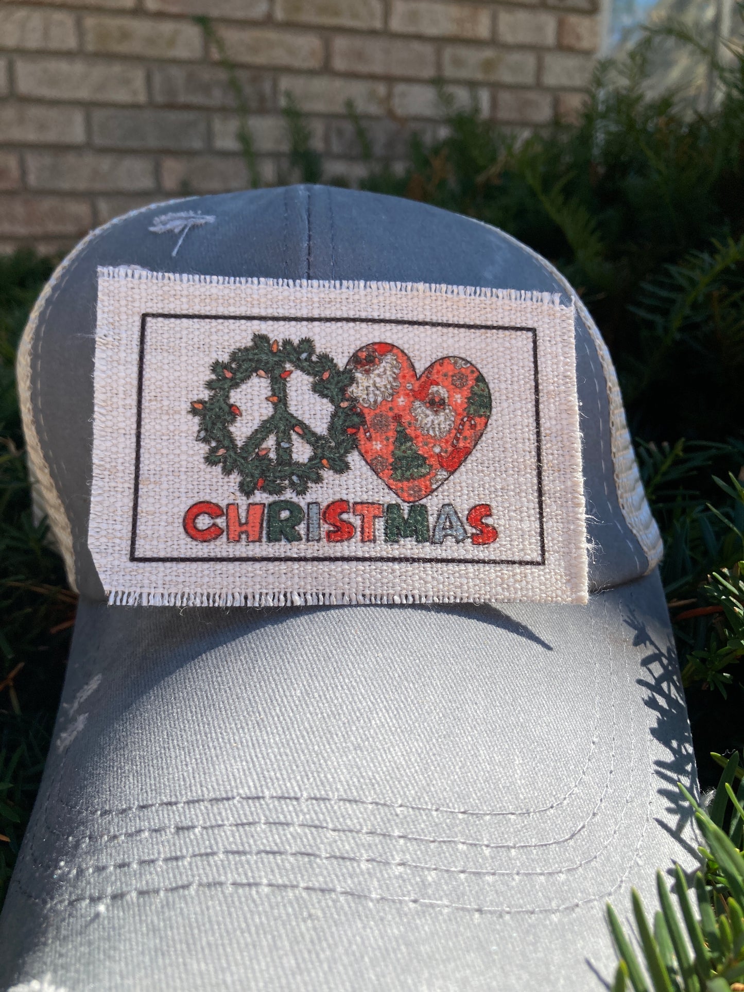 Peace Love Christmas Hat Patch