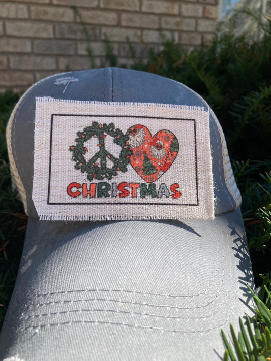 Peace Love Christmas Hat Patch