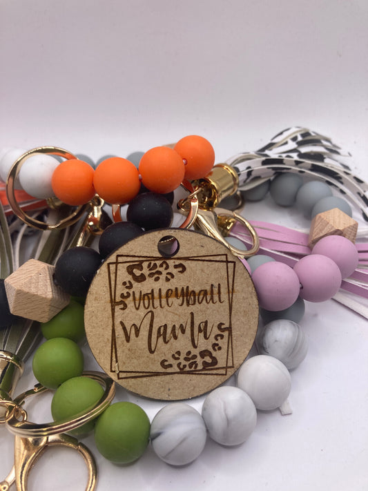Volleyball Mama Leopard Wooden Accessory Token