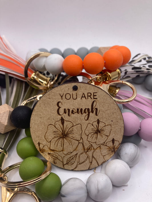 You are Enough Floral Wooden Accessory Token
