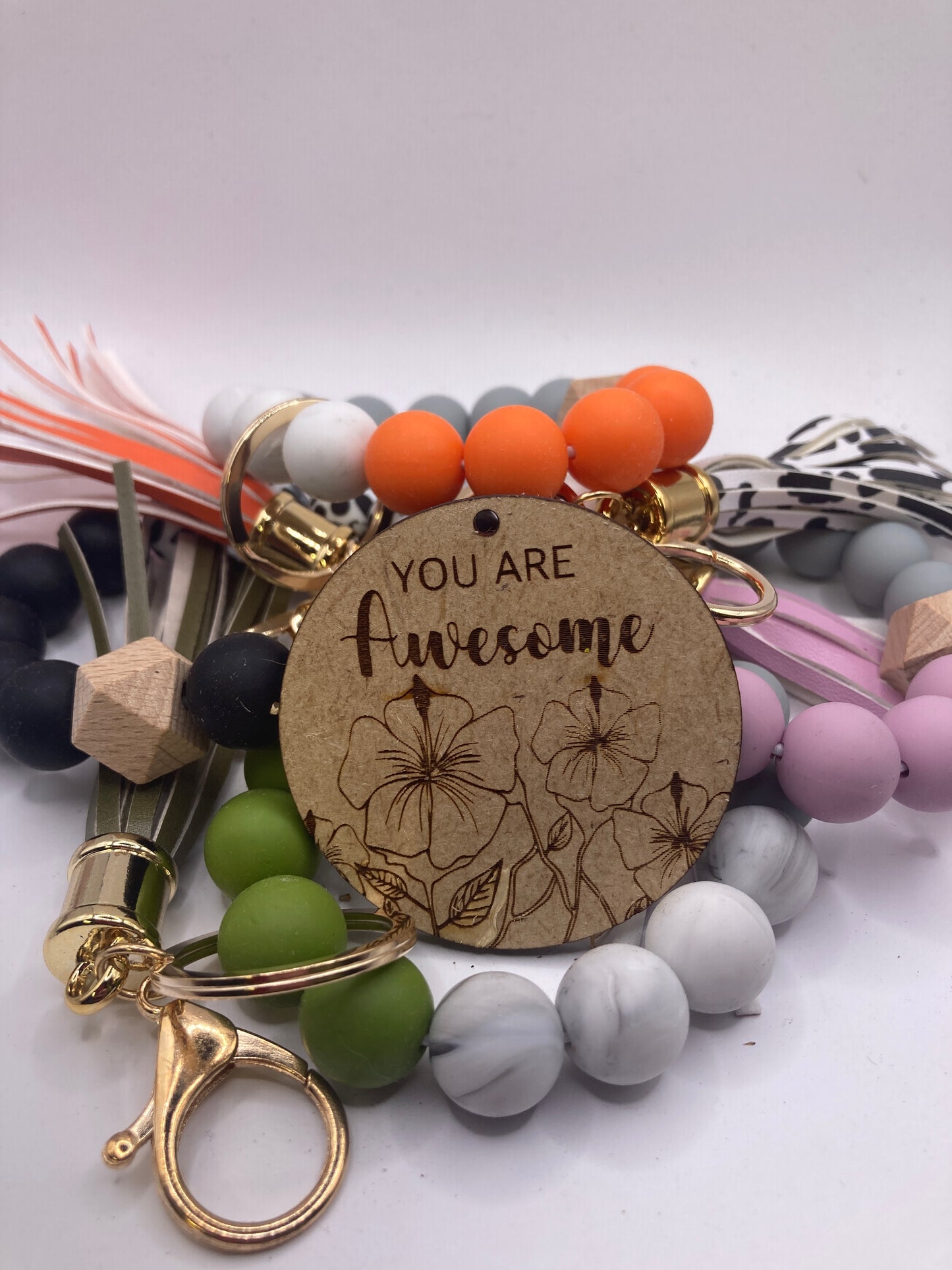 You Are awesome floral Wooden Accessory Token