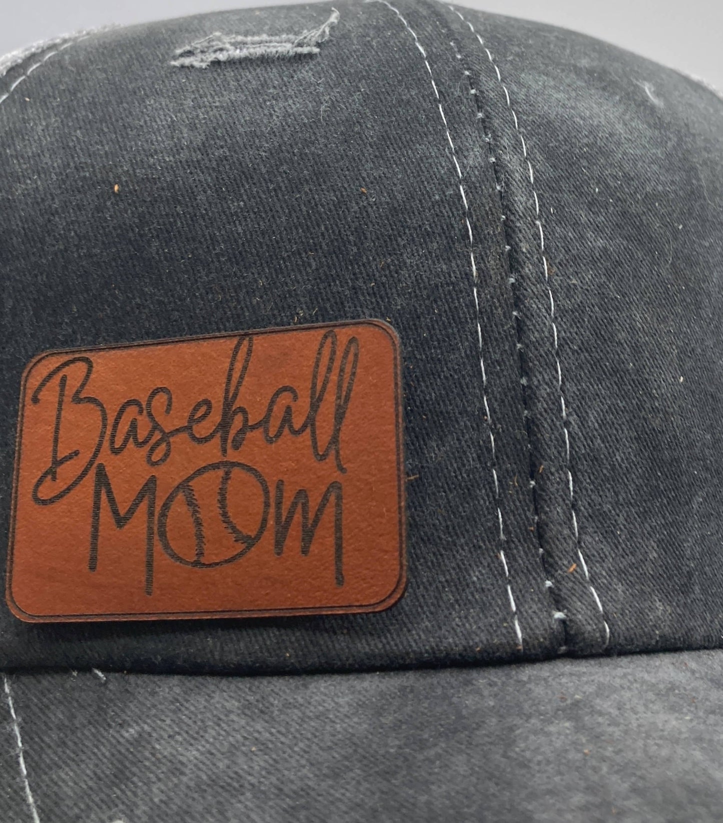 Baseball Mom Small Leatherette Hat Patch