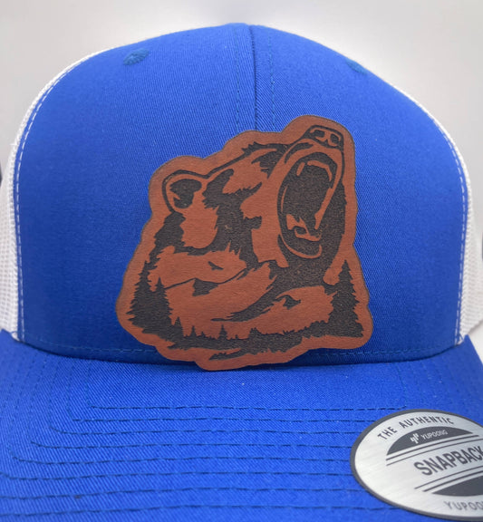 Bear Outline Mountains Leatherette Hat Patch