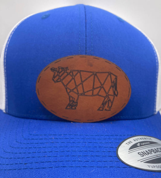 Cow Geometric Leatherette Hat Patch