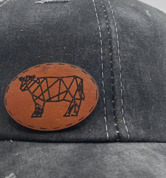 Cow Geometric Small Leatherette Hat Patch