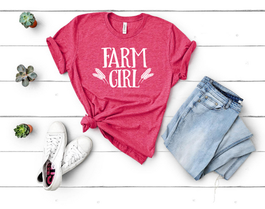Farm Girl with Wheat Transfer