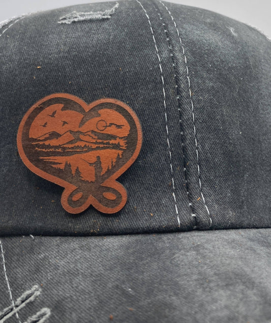 Fishing Hook Scene Small Leatherette Hat Patch