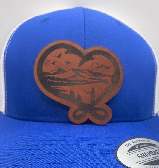 Fishing Hook Scene Leatherette Hat Patch