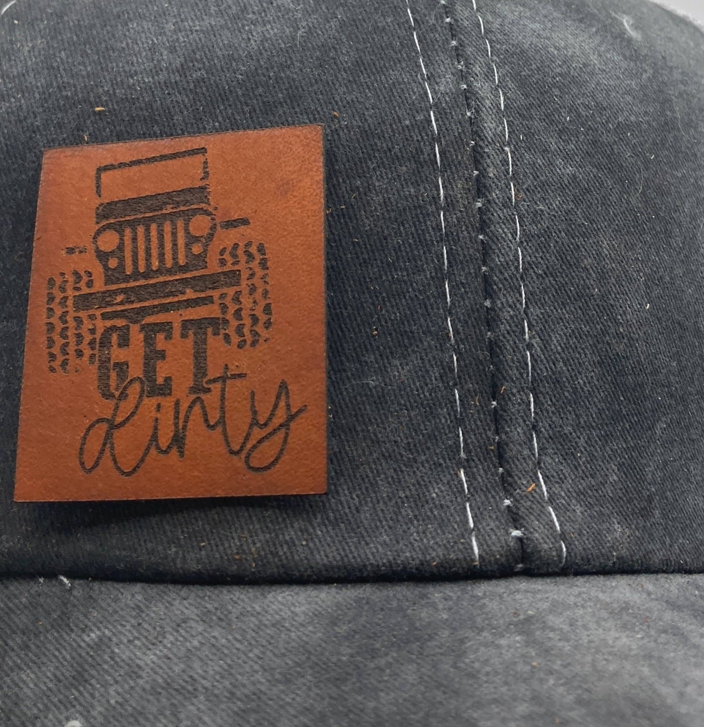 Get Dirty Small Leatherette Hat Patch