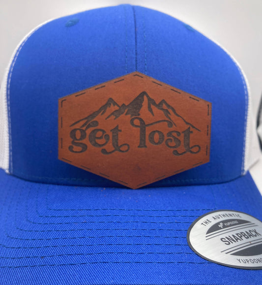Get Lost Mountains Leatherette Hat Patch