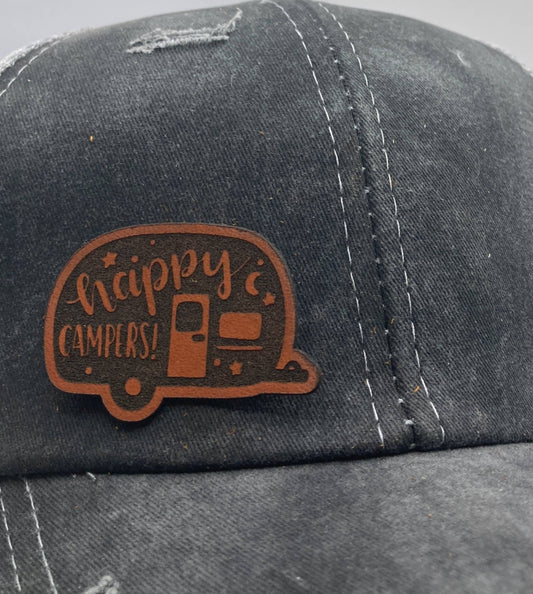 Happy Campers Small Leatherette Hat Patch