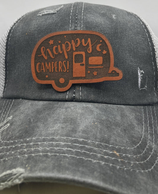 Happy Campers Leatherette Hat Patch