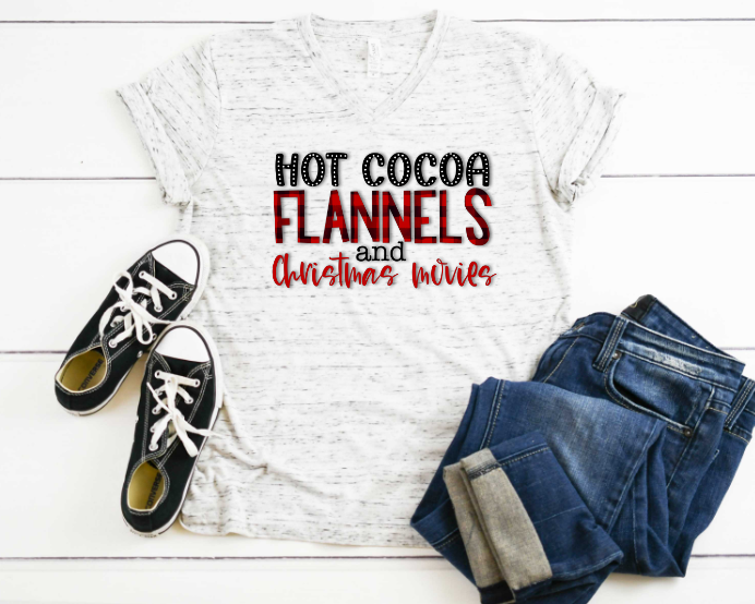 Hot Cocoa Flannels and Christmas Movies Sublimation Transfer