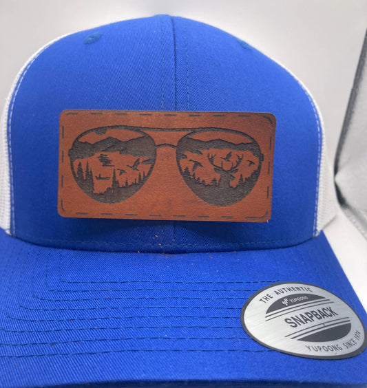 Hunting Sunglasses Leatherette Hat Patch