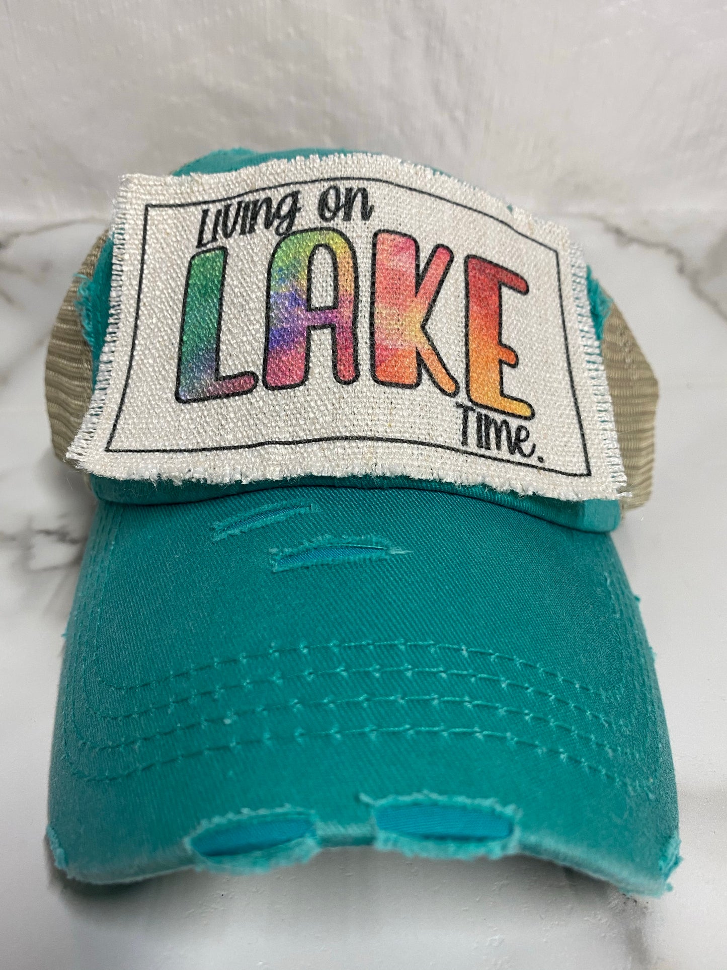 Living on Lake Time Hat Patch