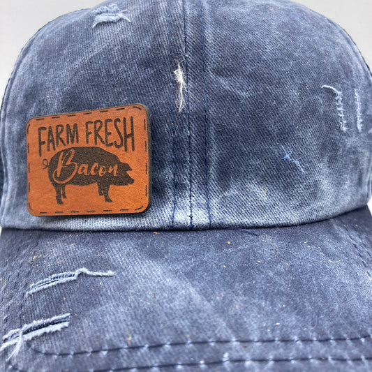 Farm Fresh Bacon Small Leatherette Hat Patch