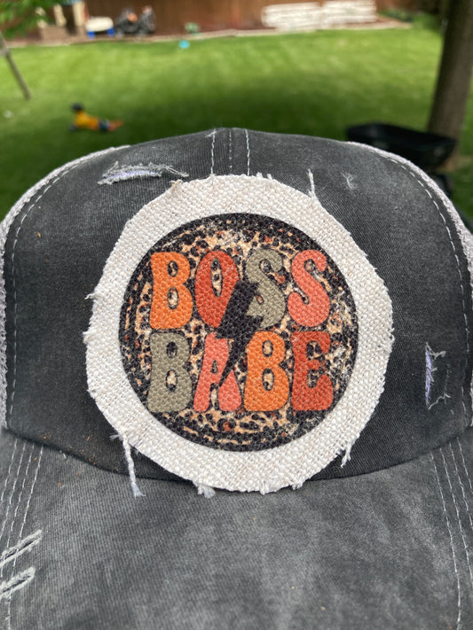 Boss Babe Lightning and Leopard Hat Patch