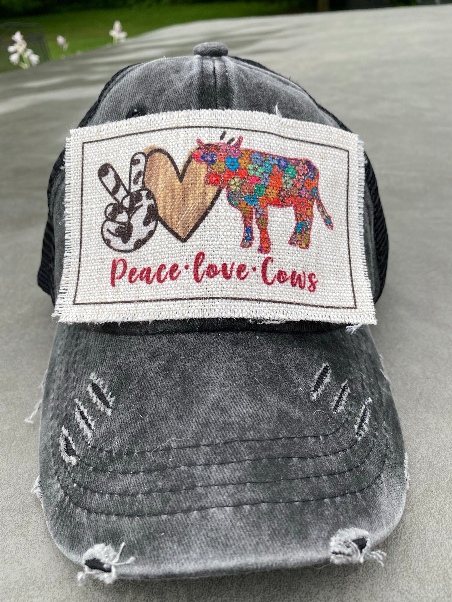 Peace Love Cows Hat Patch