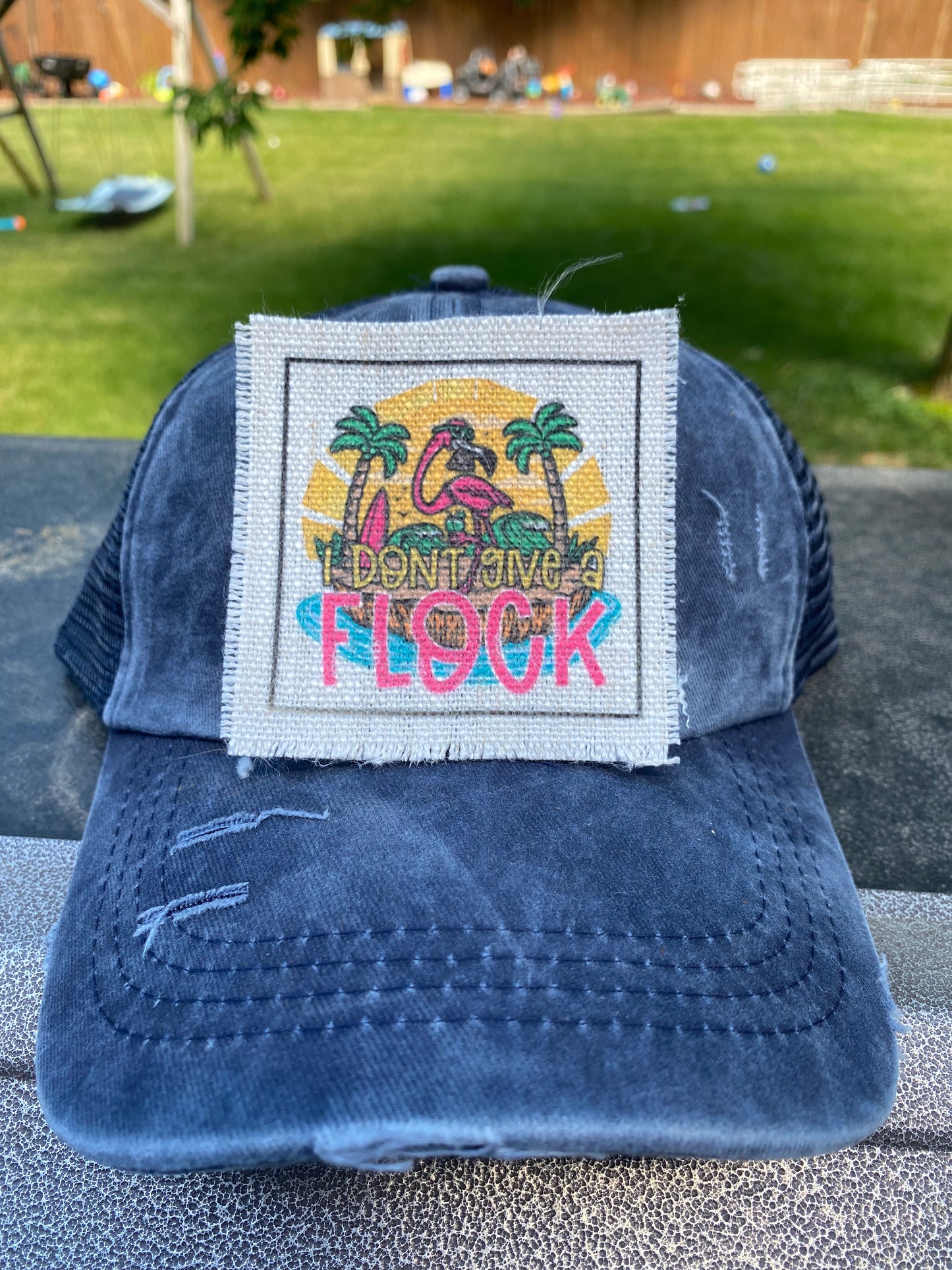 I Don't Give A Flock with Beach Hat Patch