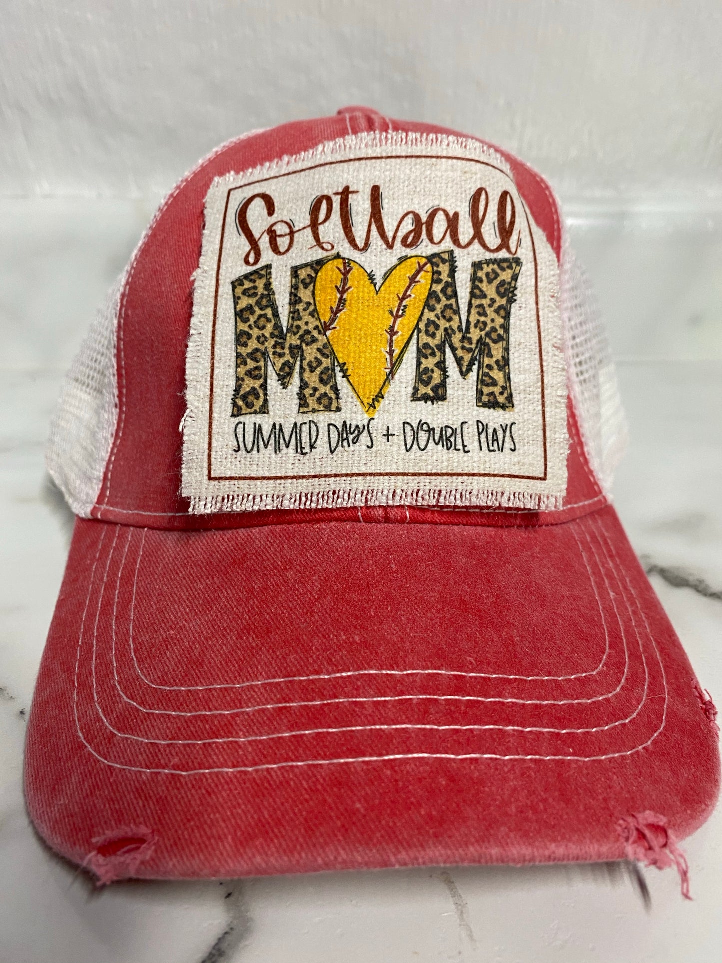 Softball Mom Leopard Hat Patch