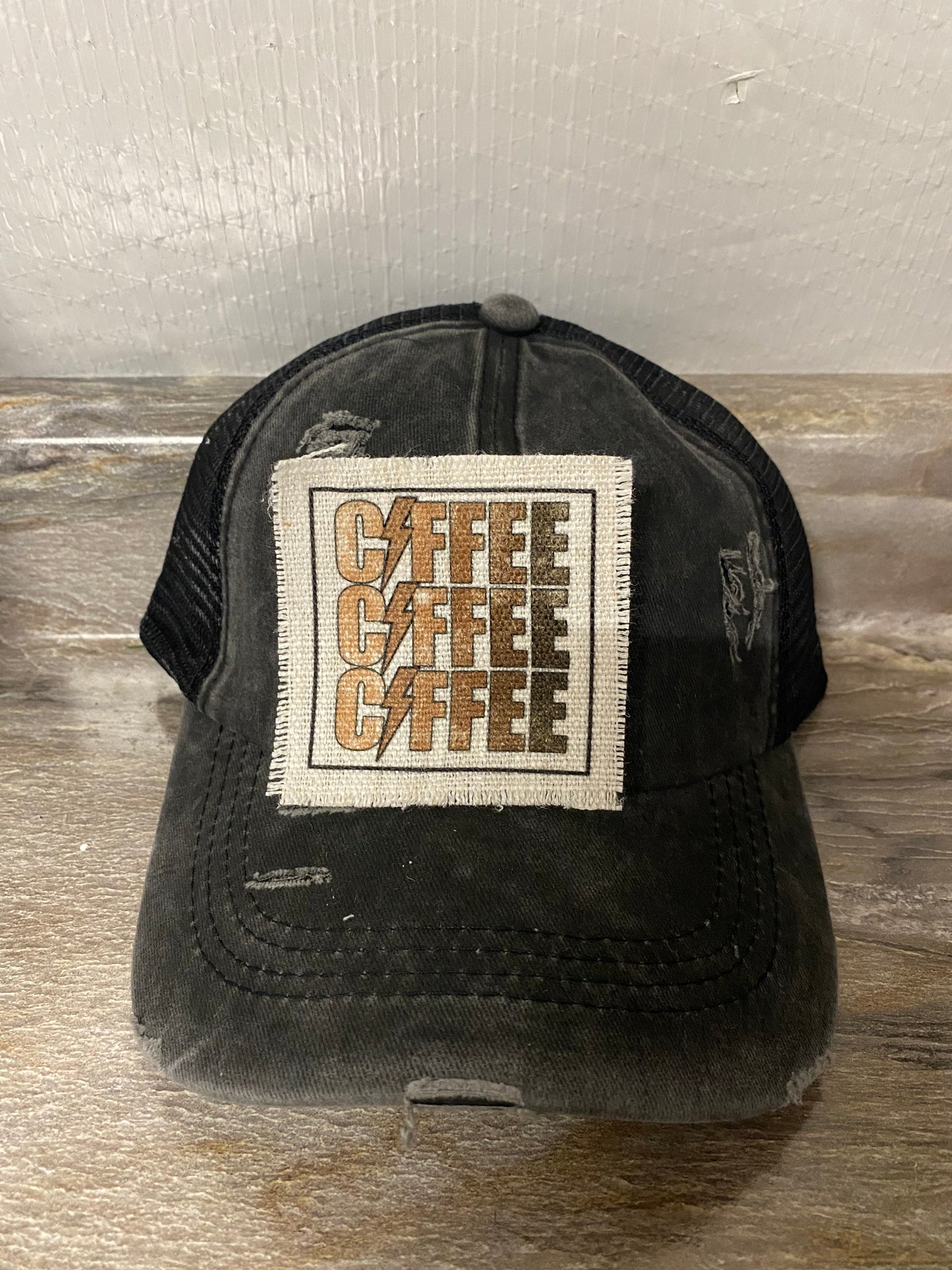 Coffee Repeat with Bolt Hat Patch