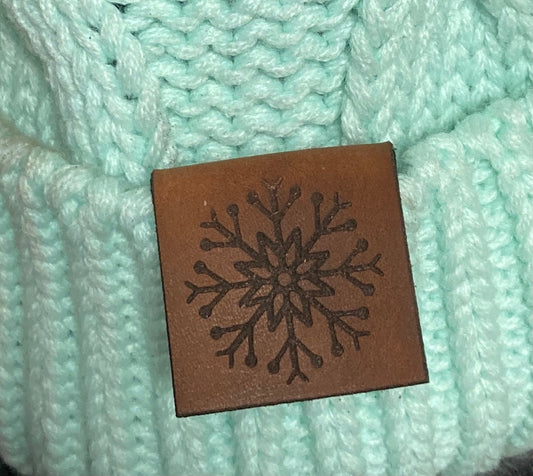 Snowflake Fold-Over Leatherette Beanie Patch