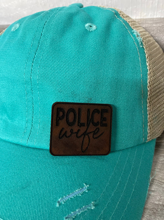 Police Wife Small Leatherette Hat Patch